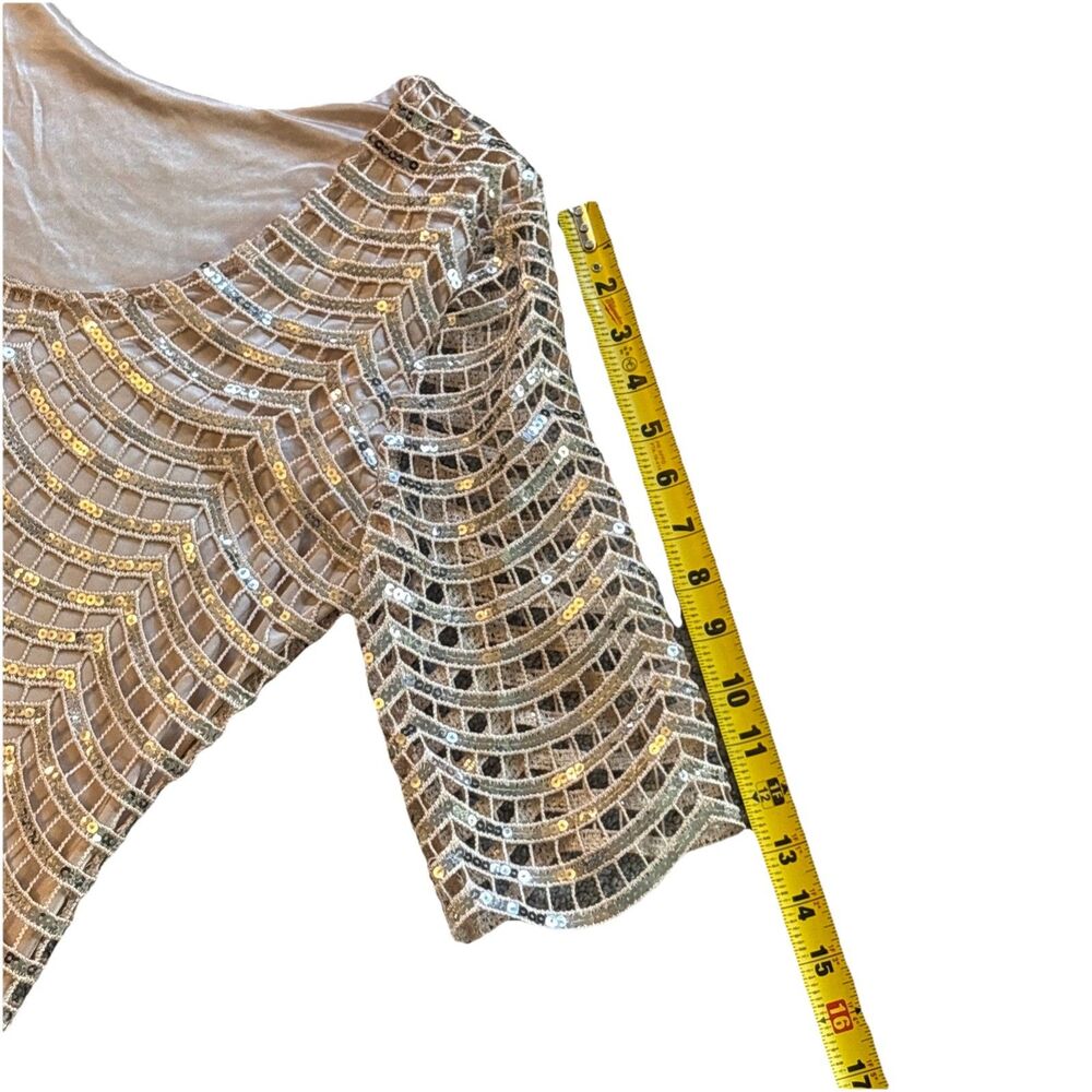 Dear'gles Women's Cocktail Mini Sequin Gold Night Out shimmer Dress Size 16 - Picture 14 of 16